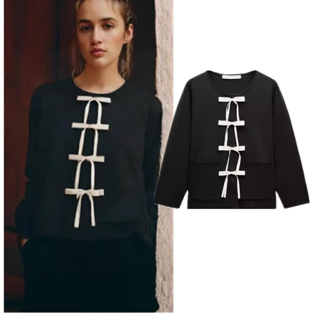 ZARA BOWS KNIT CARDIGAN